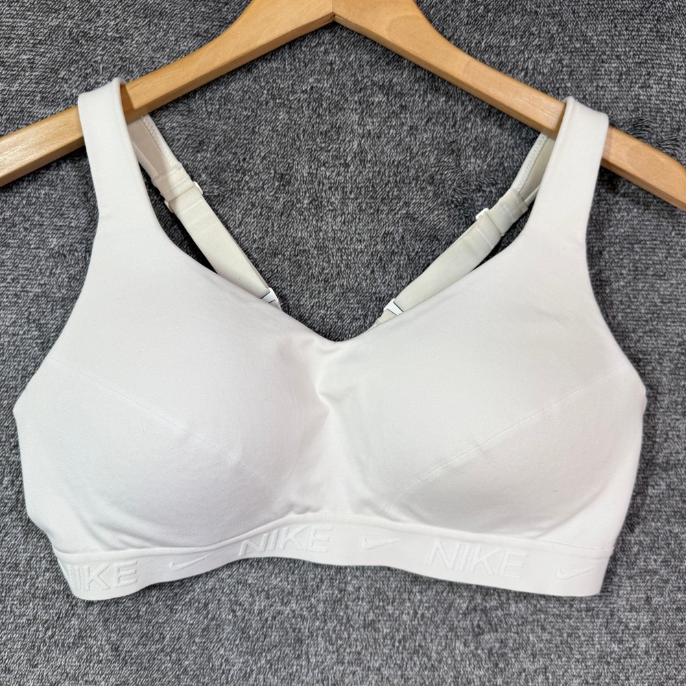 Nike Indy Dri-FIT Sports Bra White Light Support Adjustable Straps Large